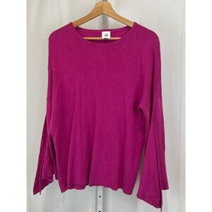 CABI Tether Pullover Sweater 3887 Tie Flare Sleeve Cotton Blend Pink Purple M